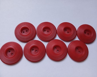 8 Red Sewing Buttons 1 1/8 Inch MAS