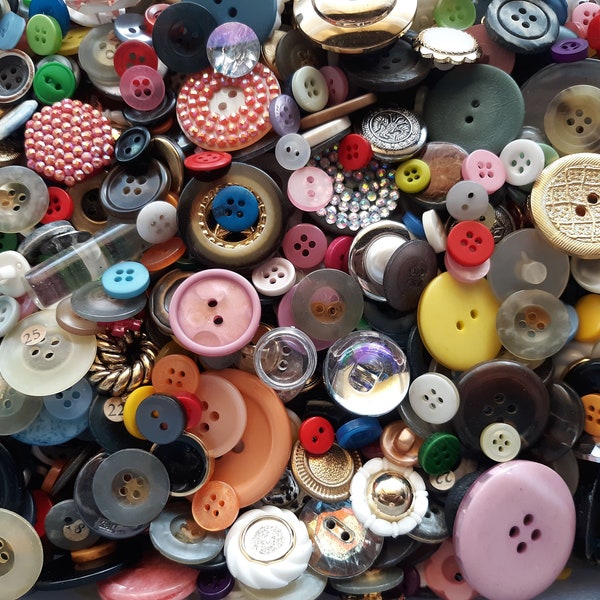 Assorted Sewing Buttons 1/4th to 1.5 Inch in Size  New and Vintage