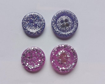 Purple Glitter Sewing Buttons Various Sizes