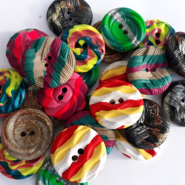 Swirl Polymer Clay Sewing Buttons