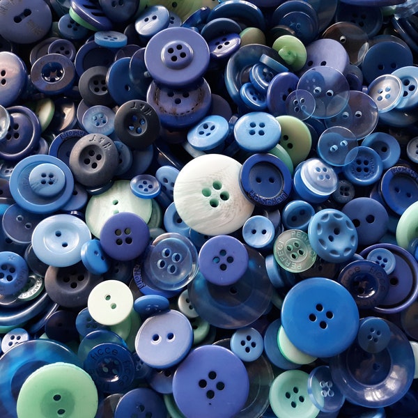 Blue Sewing Button Mix 5 to 30mm