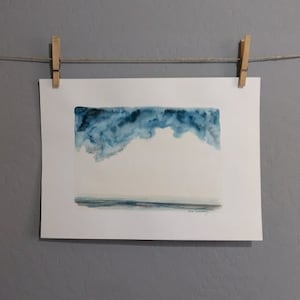 Storm - Abstract Landscape - Original Watercolor Painting Drawing - 11x14 Artwork by Mia Vredenburg