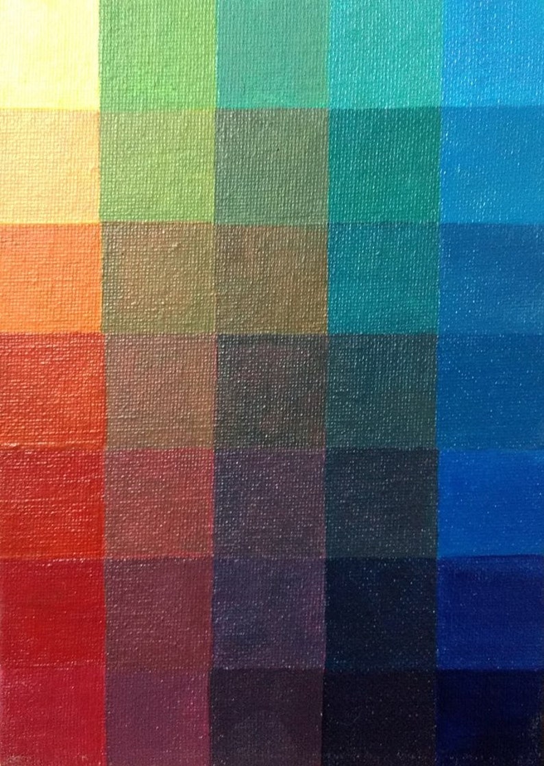Original Acrylic Pixel Painting Rainbow Color Gradient Pride - Etsy