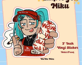 WaWa Miku Vinyl Sticker: 3" Waterproof, Preorder (Oct 13-26)