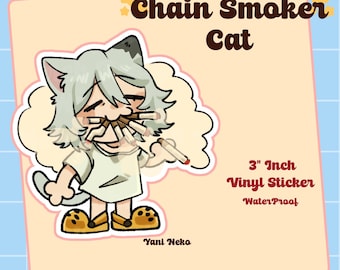 Yani Neko Chain Smoker Cat sticker
