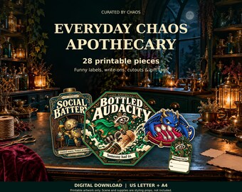 Funny Apothecary Labels, 28 Printable Pieces, Gift Tags (Digital Download)
