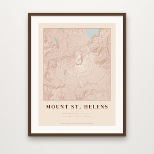 Mount St Helens Topographic Map Print, Volcano Topo Poster, Washington Crater Wall Art, Printable