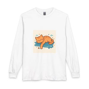 Ctrl + Alt + Catnap - Orange Tabby Cat Long Sleeve Shirt | Funny Ginger Cat Gift | Cute Kitty Tee