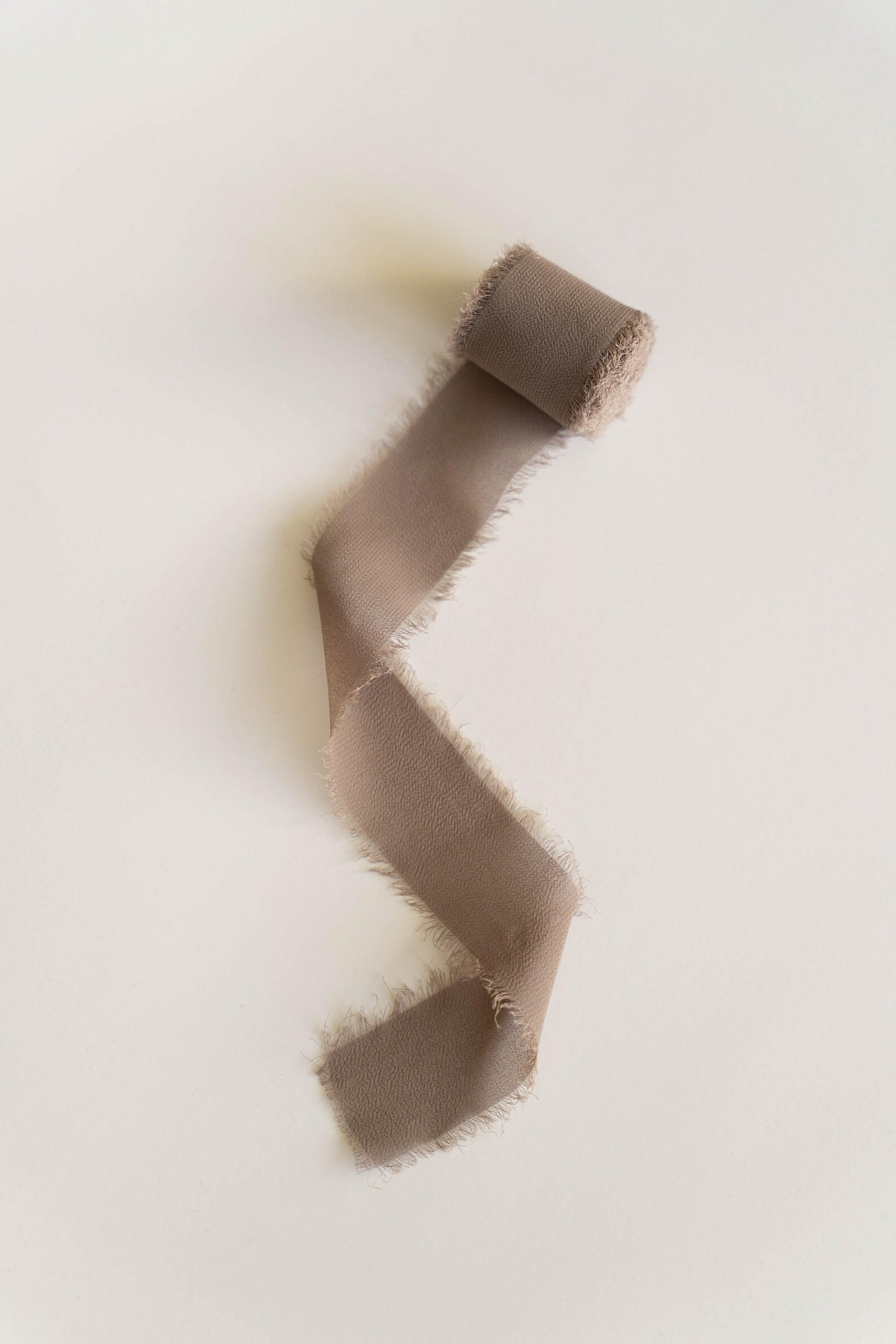 Hand Frayed Neutral Bridal Bouquet Ribbon