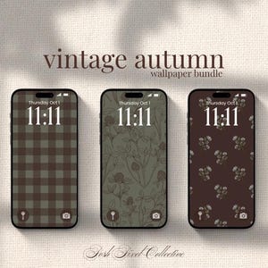 Vintage herfstachtergronden (5) | Bruin & saliegroen achtergrondpakket | Telefoonachtergrondenpakket