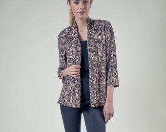 Rayon Print Kimono Style Jacket Blouse