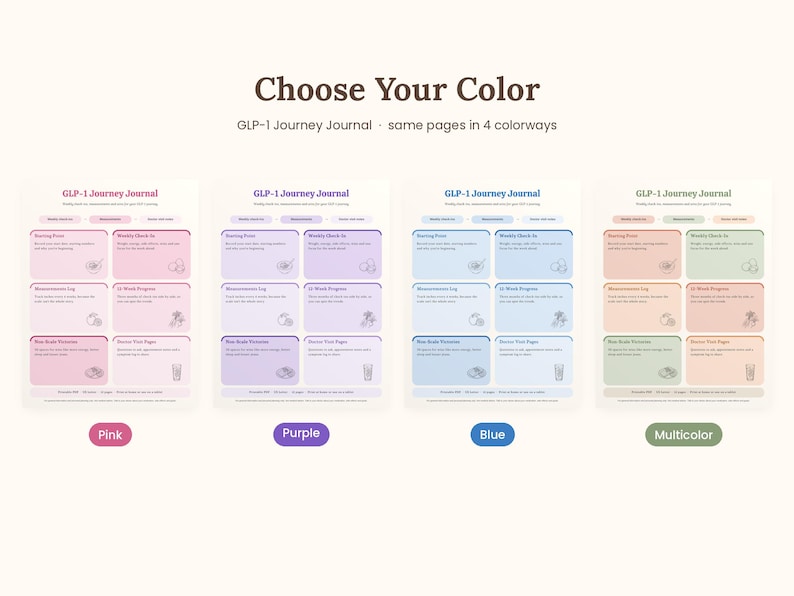 GLP-1 Weight Loss Journal, Pink Printable Tracker, Non-scale Victories (PDF) - Etsy