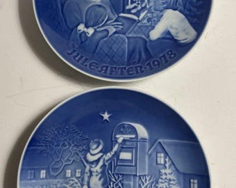 2 B&G Copenhagen Porcelain A Christmas Tale 1978 The Christmas Letter 1984 - 7”