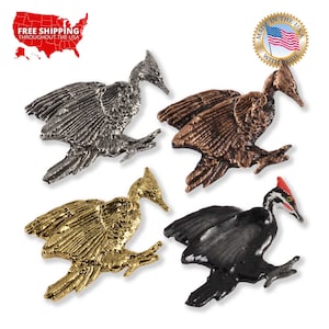 Creative Pewter Designs Red Headed Pileated Woodpecker Bird Pewter Lapel Pin Brooch, B115