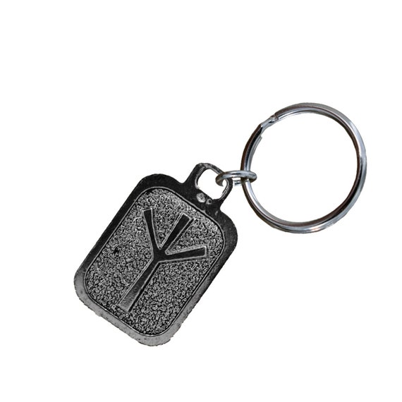 Algiz Keychain, L060KC, 1 1/4 Inch, Norse Runes, Viking