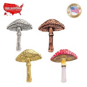 Toad Stool Mushroom Pin, Pewter, Mushroom, Fungi, Nature, Lapel, Hat, Pins, Brooch, Brooches, Jewelry, Gift, Handmade in the USA. A135Z