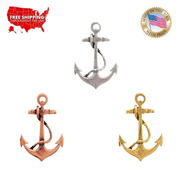 Anchor Pin, Pewter, Anchor, Boat, Ship, Nautical, Sailor, Lapel, Hat, Pins, Brooch, Brooches, Jewelry, Gift, Handmade in the USA. A1026Z