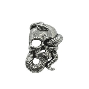 Snake Skull Pin, Skeleton, Serpent, Norse, Celtic, Gothic, Medieval, Pins, Lapel, Brooch, Hat, Backpack, Handmade in US, 100+ Gothic Designs
