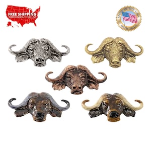 Creative Pewter Designs African Cape Buffalo Head Premium Pewter Lapel Pin or Magnet M090PR