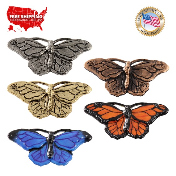 Broche Papillon Artisanale En étain – Bijou Fantaisie Argenté – Fabriqué Aux États-Unis