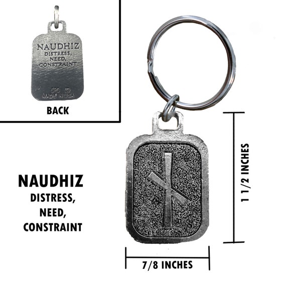 Naudhiz キーチェーン、L050KC、1 1/4 インチ、ノルウェーのルーン文字