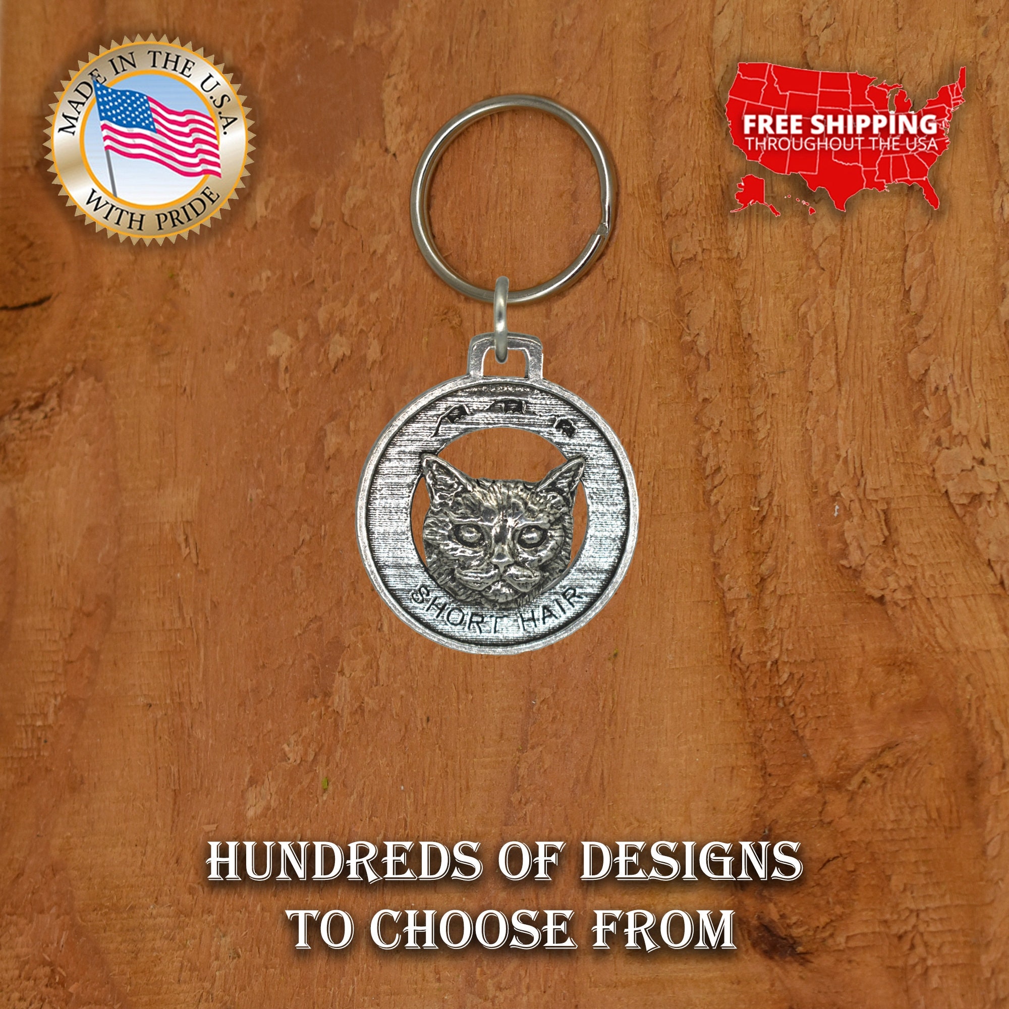 Shorthair Cat Keychain, C007KC, 1 1/2 Inch, Kitty, Cats Shorthair Cat Keychain, C007KC, 1 1/2 Inch, Kitty, Cats
