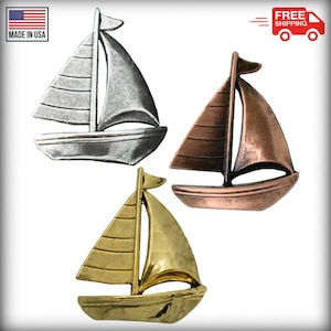 Sailboat Pin, Pewter, Sailboat, Sailing, Boat, Ocean, Nautical, Lapel, Hat, Pins, Brooch, Jewelry, Gift, Handmade in the USA. A017Z
