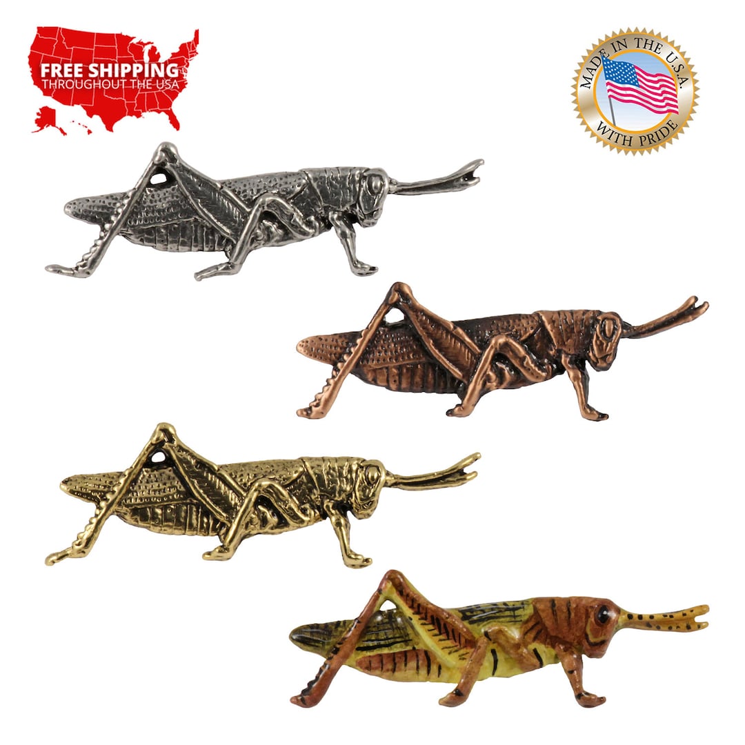 バッタのピン、ピューター、虫、昆虫、ラペル、帽子、ピン、ブローチ