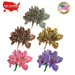 Rhododendron Pin, Pewter, Plant, Shrub, Nature, Evergreen, Lapel, Hat, Pins, Brooch, Brooches, Jewelry, Gift, Handmade in the USA. A108PRZ