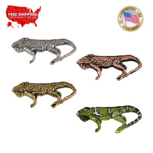 Iguana Pin, Pewter, Lizard, Reptile, Tropical, Lapel, Hat, Pins, Brooch, Brooches, Jewelry, Gift, Handmade in the USA. A065Z