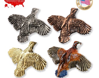 Creative Pewter Designs Bobwhite Quail Flying Right Bird Pewter Lapel Pin Brooch, B032
