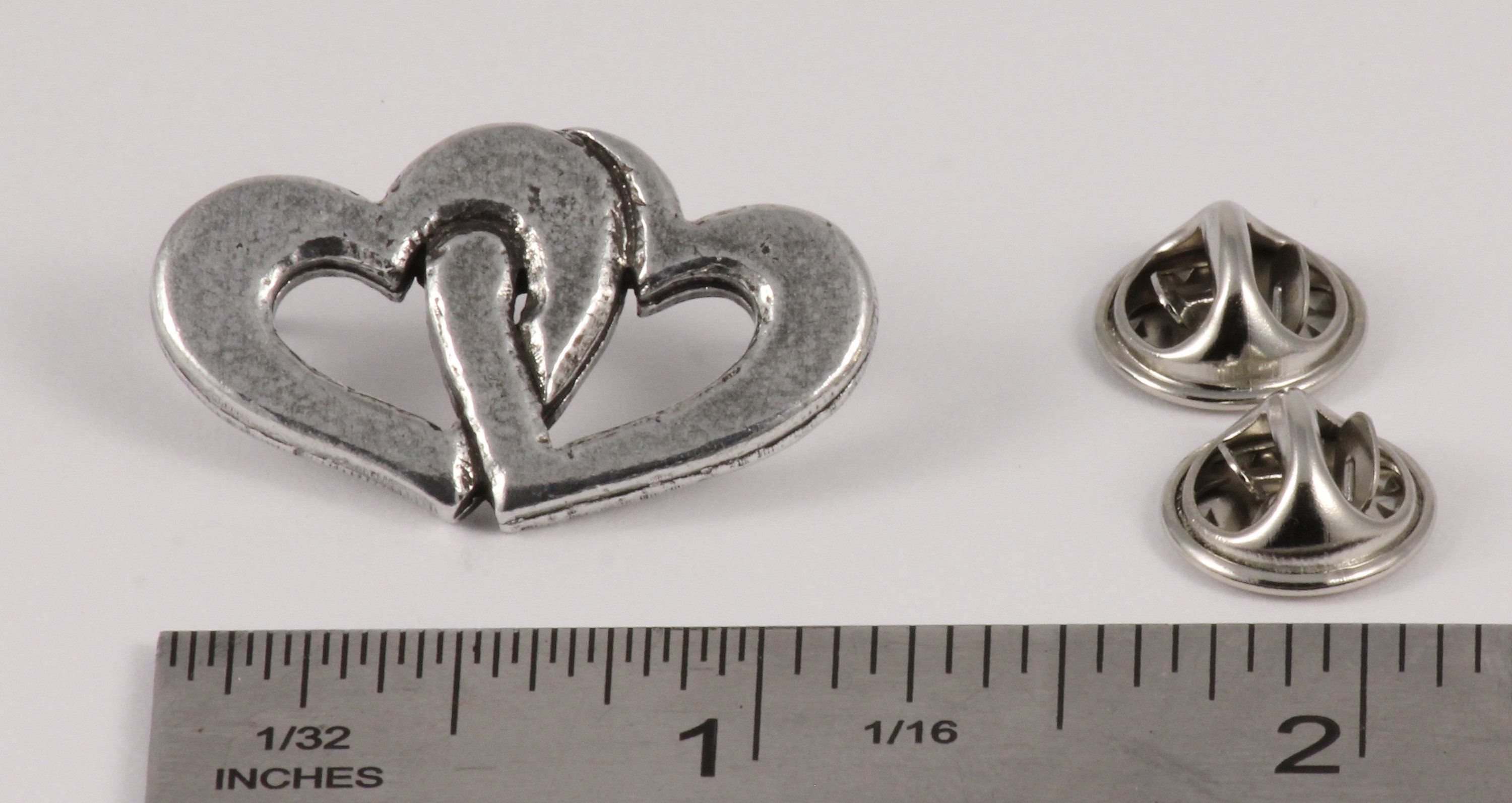 Double Heart Pin, Pewter, Heart, Double, Valentines Day, Love