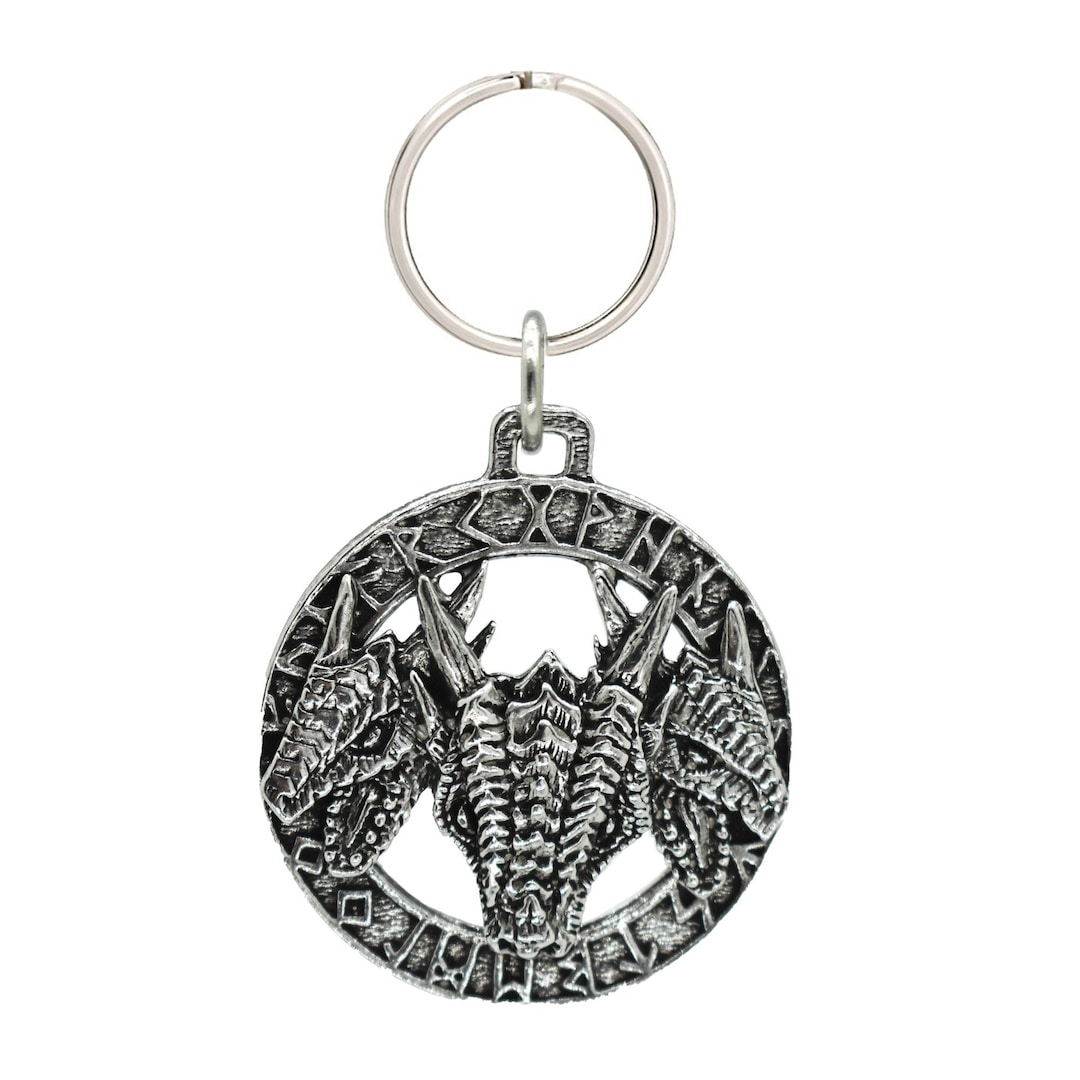 Key Ring Rune 3 Headed Dragon in Runes Keychain, G046KC, 1 3/4 Inch, Viking, Norse ...