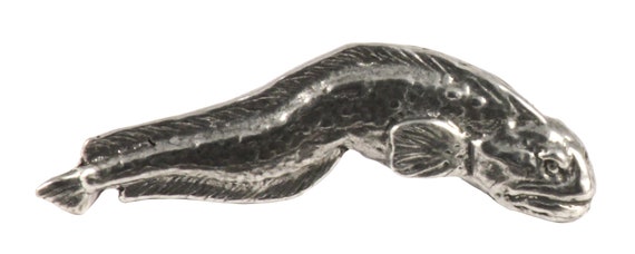 Wolf Eel Juvenile Fish Pin, Pewter, Lapel, Hat, Pins, Brooch