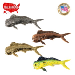 Dorado Fish Pin, Mahi-Mahi, Pewter, Lapel, Hat, Pins, Brooch, Jewelry, Gift, Handmade in the USA, 200 Fish Designs Available. S005PRZ