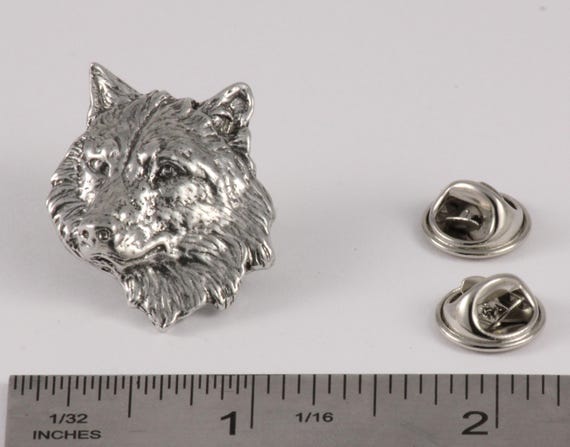 WOLF'S HEAD Ｗピン Creative Pewter Designs Wolf Head Pewter Lapel Pin or Magnet M041