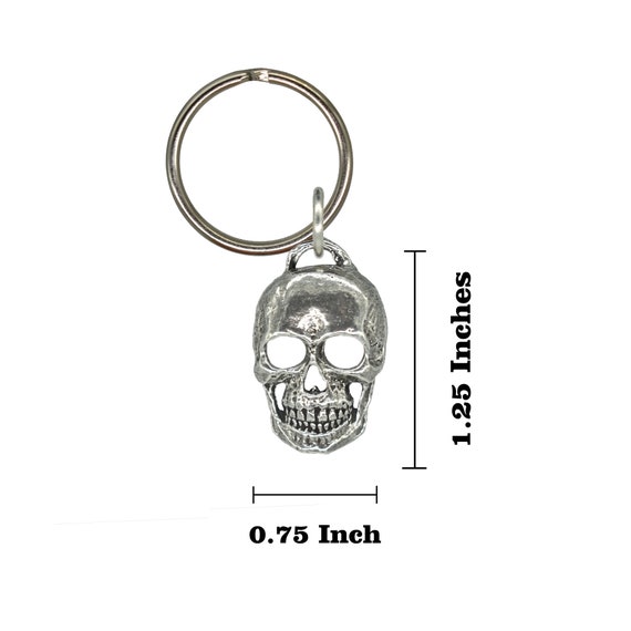 3D Skull Keychain, Full Jaw, G130KC, 1 1/4 Inch, Death, Metal