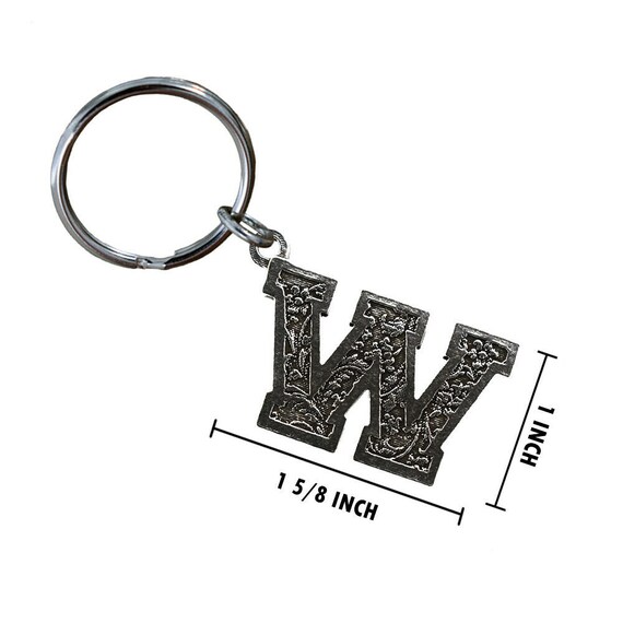 Letter W Keychain, Key Fob, Ring, Keys, Zipper, Luggage Tag