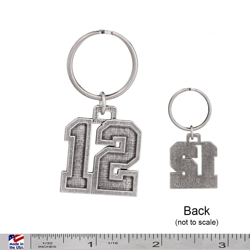 12 Keychain, 12, A1040KC, 2 Inches, Sport, Football Fan, Numerical, Gift, Metal, Key Fob, Key Ring, Keys, Zipper Pull, Pewter, Made in USA - Etsy 12 Keychain, 12, A1040KC, 2 Inches, Sport, Football Fan, Numerical, Gift, Metal, Key Fob, Key Ring, Keys, Zipper Pull, Pewter, Made in USA - Etsy