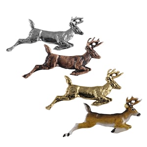 Whitetail Deer Leaping Pin, Fridge Magnet, M005, 2 Inches, Handmade in the USA, Realistic, Buck, Metal, Hat Pin, Lapel Pin, Brooch, Gift