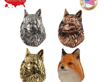 Creative Pewter Designs Red Fox Head Pewter Lapel Pin o Magnete M044