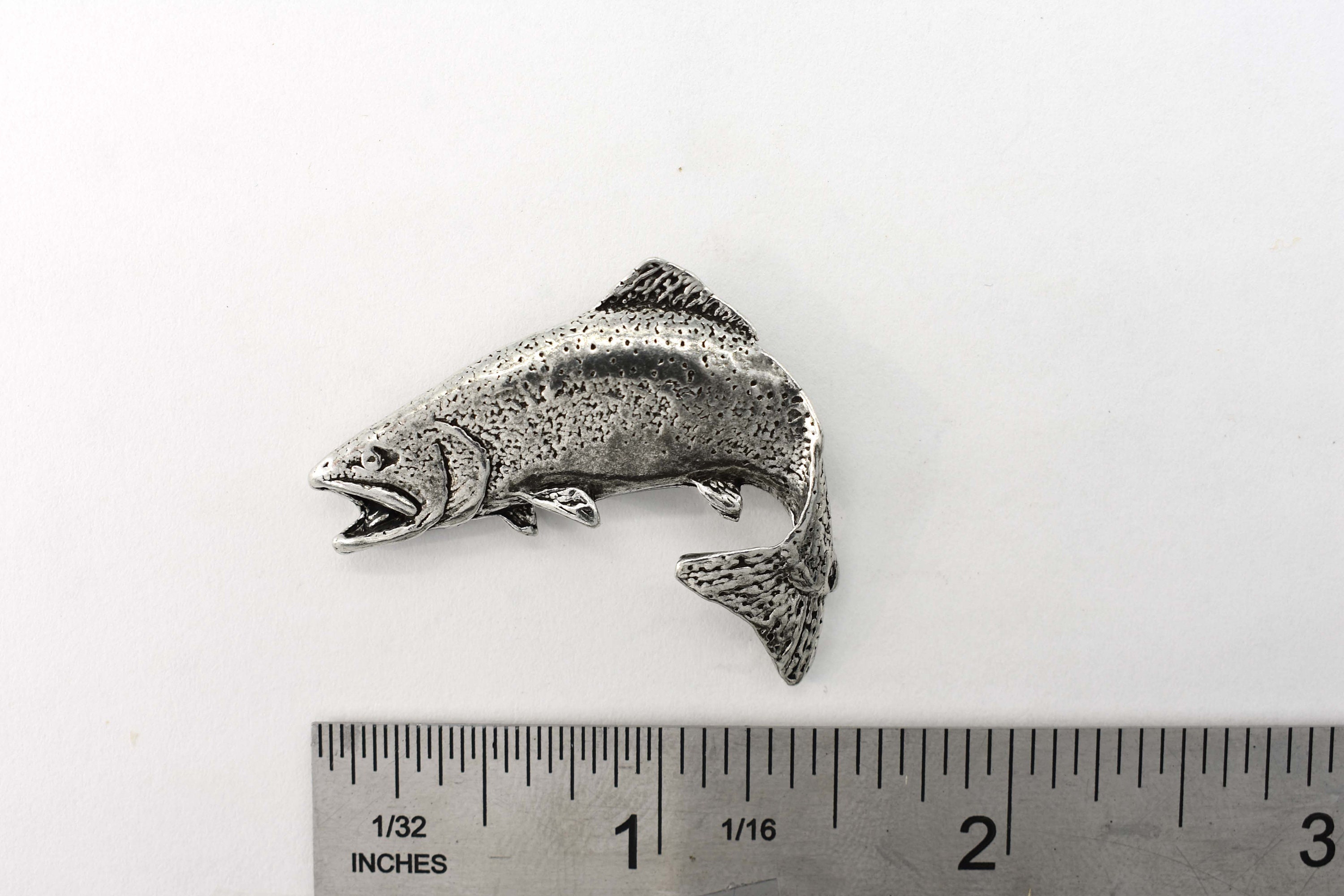 Rainbow Trout Jumping Pin, Realistic Pewter Fish F003A, 1 1/2" Lapel ...