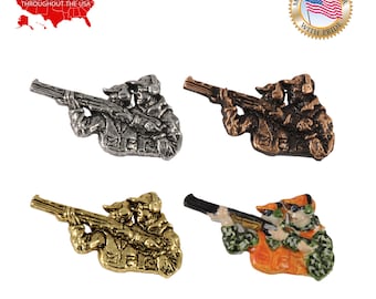 Safety Shooters Pin, Pewter, Hunting, Hunter, Lapel, Hat, Pins, Brooch, Brooches, Jewelry, Gift, Handmade in the USA. A087Z