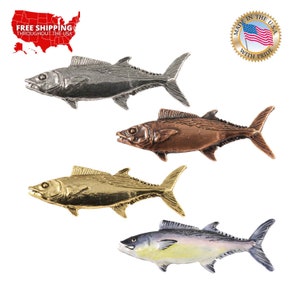 Bonita Fish Pin, Pewter, Lapel, Hat, Pins, Brooch, Brooches, Jewelry, Gift, Handmade in the USA, 200 Fish Designs Available. S056Z