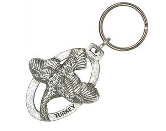 Turkey Keychain, B037KC, 2 Inches, Game Bird, Hunting, Wildlife, Gift, Metal, Engraved, Key Fob, Key Ring, Keys, Made in the USA