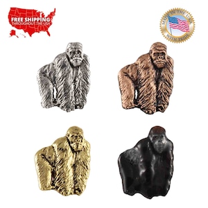 Silverback Gorilla Pin, Fridge Magnet, M096F, 1.25 Inches, Handmade in the USA, Realistic, Ape, Hat Pin, Lapel Pin, Brooch, Gift