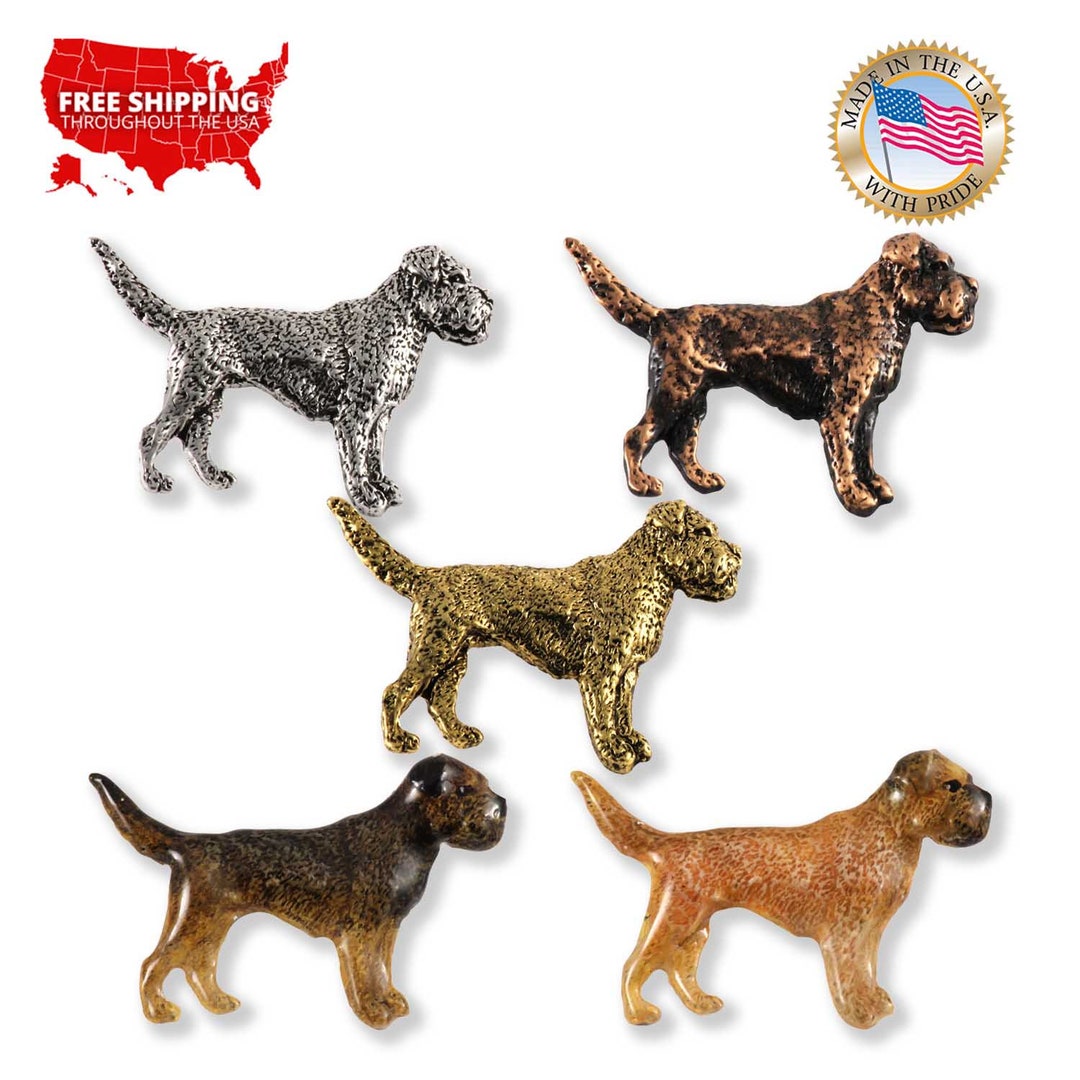 Border Terrier Dog Pewter Lapel Pin Badge – Handcrafted In UK, Solid Pewter Animal Pin