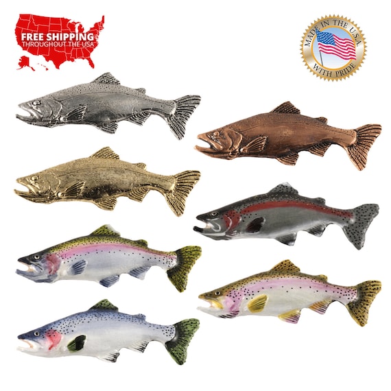 Steelhead Fish Lapel Pin | Handcrafted Pewter Fishing Pin 1 3/4 Inch