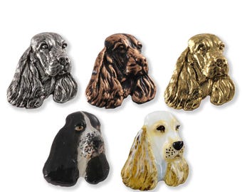 Kreatywne wzory z cyny Angielski Cocker Spaniel Pies Cynowy Pin na Klapę lub Magnes D074