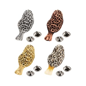 Morel Mushroom Pin, Pewter, Mushroom, Fungi, Nature, Lapel, Hat, Brooch, Jewelry, Gift, Handmade in the USA A133